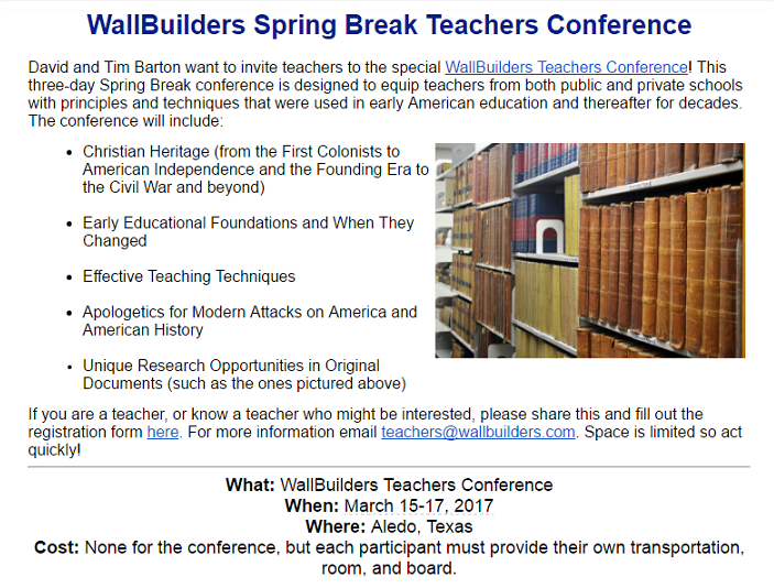 Wallbuilders Teachers Conference