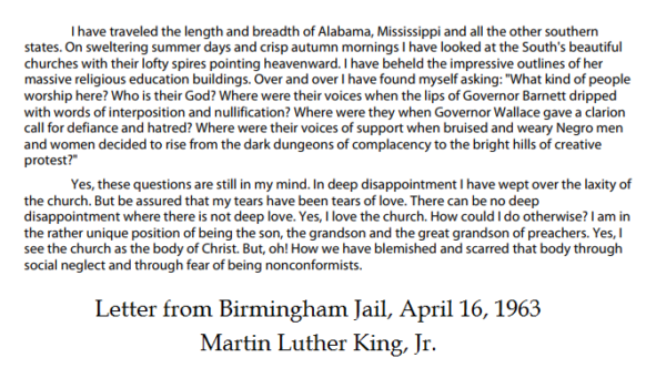 Martin Luther King, Jr. – Letter from a Birmingham Jail
